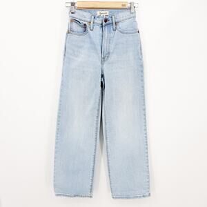 Madewell Perfect Vintage Wide Leg Crop Jeans Womens 23 Light Wash Blue Denim